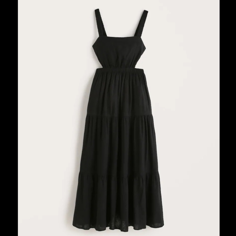 Abercrombie Linen-blend Cutout Midi Dress